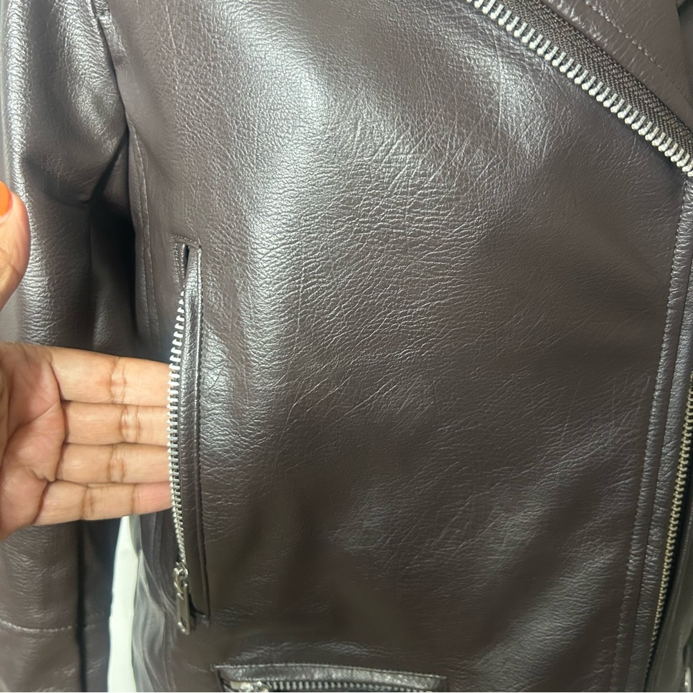 NWT (size XS) H&M Brown Leather Jacket - Picture 8 of 10